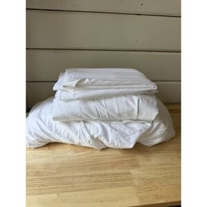 BOLL & BRANCH Signature Hemmed Sheet Set King White Luxury 100% Organic Cotton